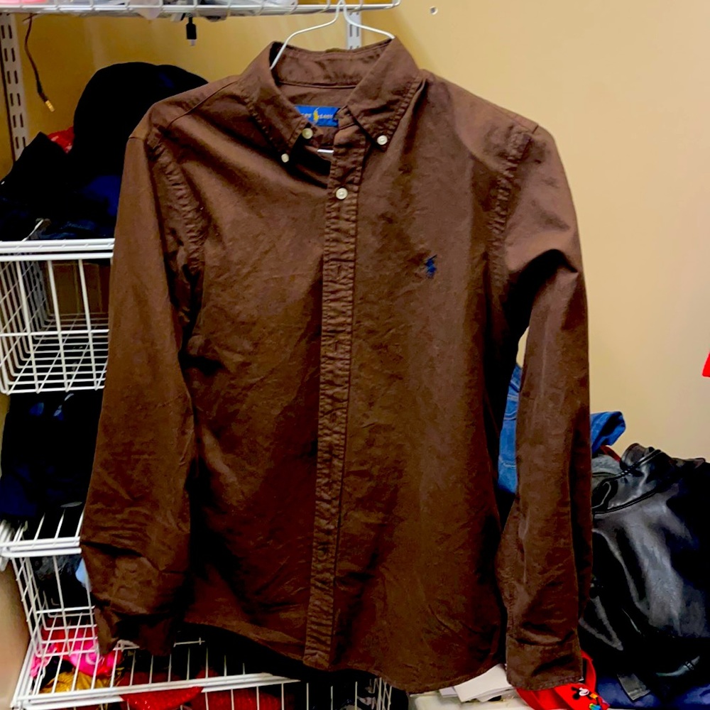 Brown button down shirt